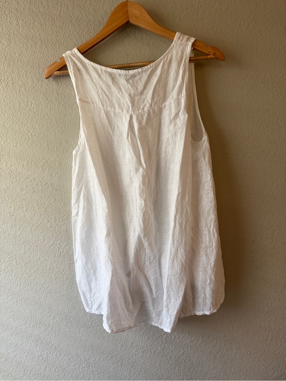 Francesca Bettini White Sleeveless Linen Blend Tank Top with Fringe Hem M - Picture 4 of 6
